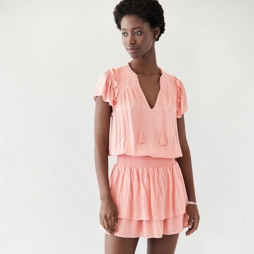 PAIGE Christina Dress Short in Peach Tree Size S